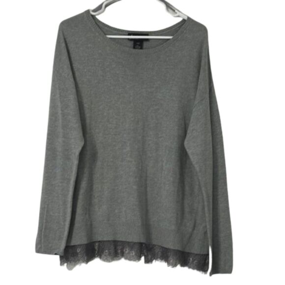 Lane Bryant Scoop Neck Layered Lace Knit Sweater Size16 Eyelet Stretch Business - Picture 1 of 7